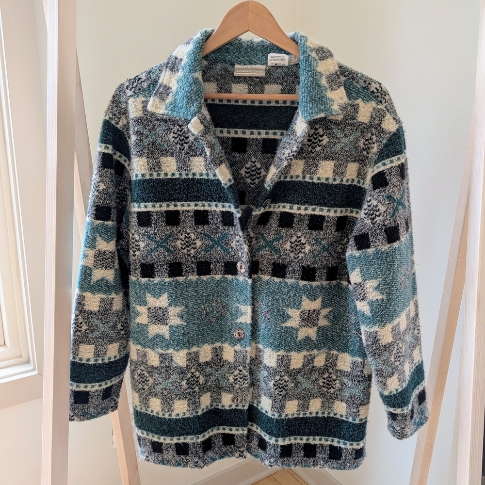 Vintage Southwestern Quilt Patchwork Patterned Blanket Chore Barn Jacket